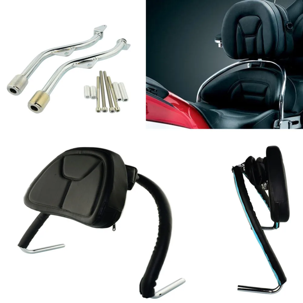 

Motorcycle Accessories Adjustable Black leather Driver Rider seat Backrest Kit Custom Made For Honda Goldwing GL1800 2001-2017