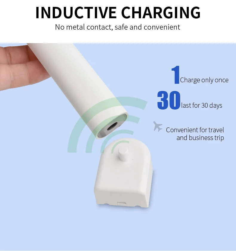 Ultrasonic Sonic Electric Toothbrush 5 Modes Rechargeable USB Charging IPX7 Waterproof 2pcs Heads for Adults Deep Clean