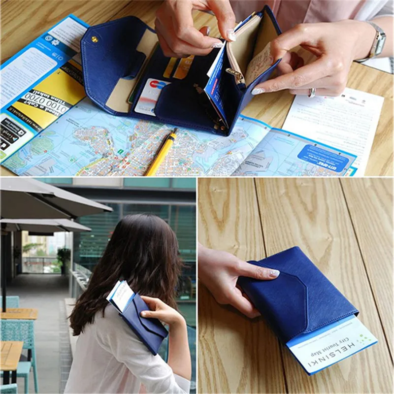 KICUTE HN-PB2, 5 цветов, модный кожаный держатель для паспорта, для путешествий, для кредитных карт, для билетов, большой емкости, настольный органайзер, держатель для карт
