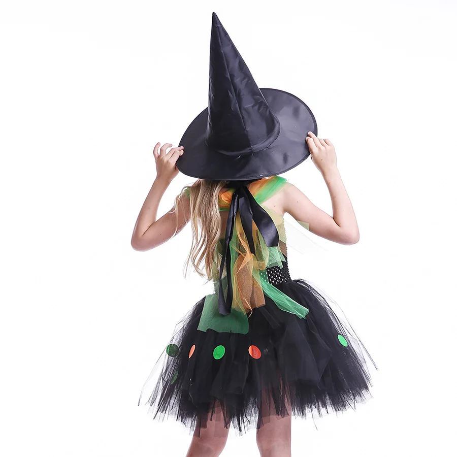 Kids Halloween Tutu Dress With Witch Hat (7)