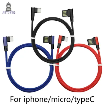 

50pcs/lot 90 Degree USB Cable For iPhone X 8 7 6 ios Charging Charger Wire Cord Fast Micro USB Cable USB Type C Cable 8pin v8 C