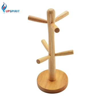 

Upspirit Wood Tree Shape Cup Holder Detachable 6 Hooks Mug Coffee Cups Drying Storage Hanger Organizer Stand Household Accessory