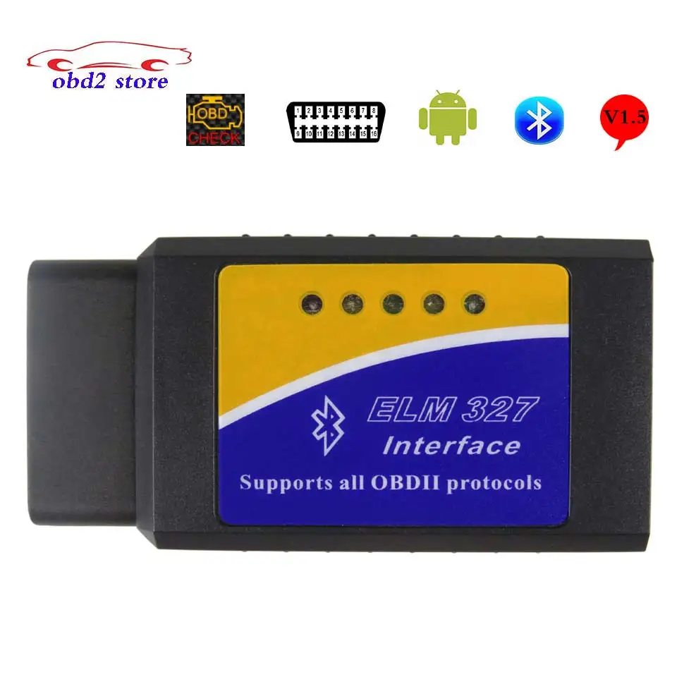 OBDII Scanner ELM327 Bluetooth V1.5 Obd2 Elm 327 V 1.5 Bluetooth Car Diagnostic Scanner for Android ELM327 V1.5 Diagnostic Tool elm327 d2 obd2 obdii bluetooth adapter auto scanner torque android