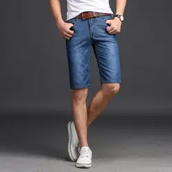 Байкерские джинсы Для мужчин высокое качество джинсовые короткие Для мужчин джинсы прямые Однотонная одежда брюки Для мужчин Короткие