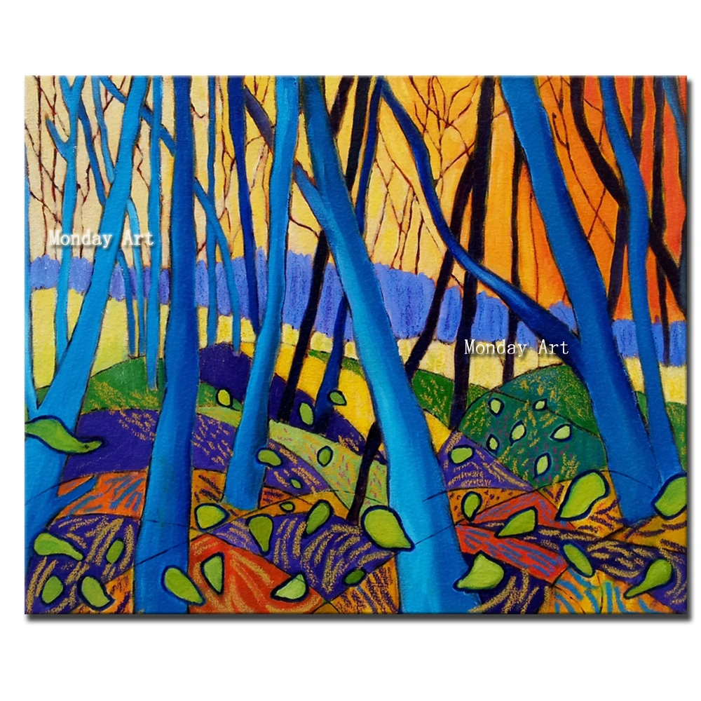 2019 Aritist 100% David Hockney зимняя деревянная живопись маслом огромные размеры холст