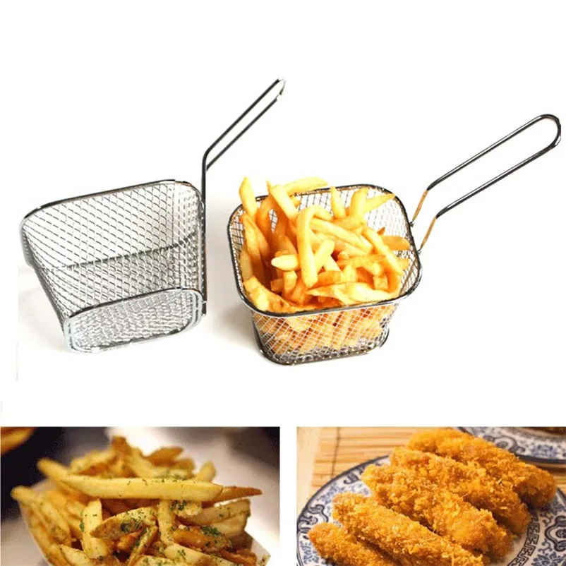 Mesh Frying Strainer Basket Stainless Steel Fry French Fries Chips