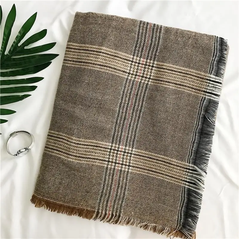 3 Colors High quality fashion lady feel camel dark plaid scarf thick autumn and winter models large shawl
