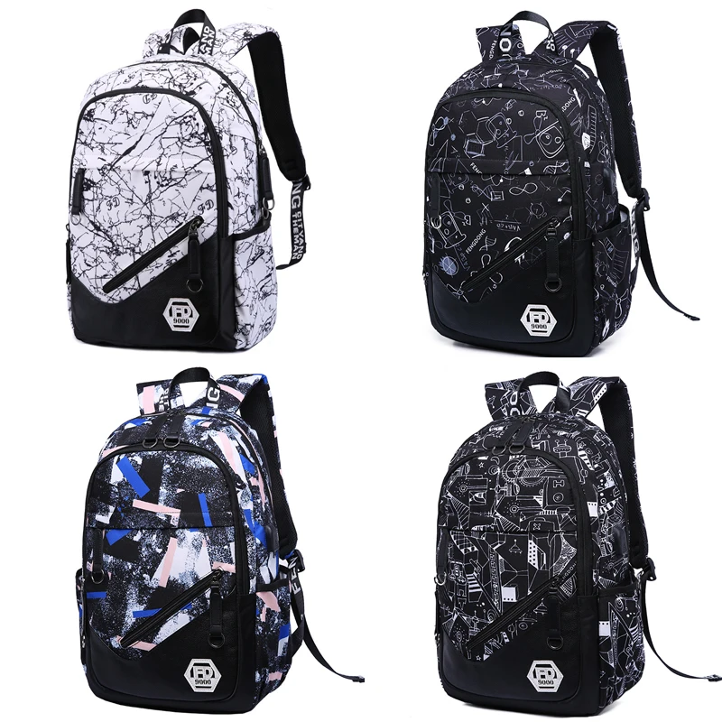 Fengdong Mochila de los hombres de la moda, mochila impermeable de Oxford, mochila de los estudiantes de la escuela secundaria, mochila del ordenador portátil para la mochila escolar adolescente