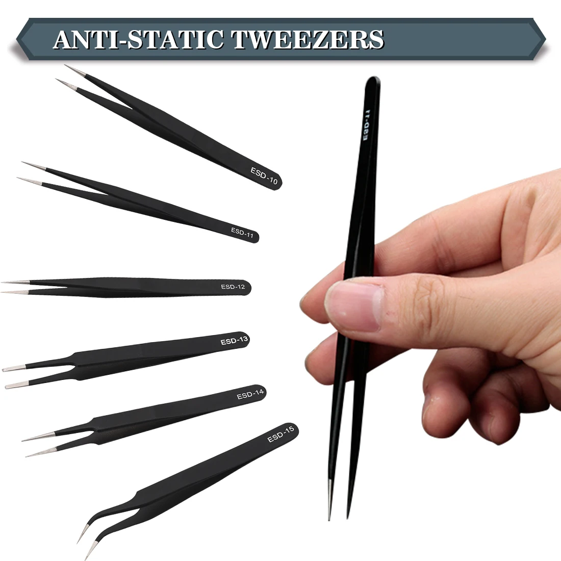 6pcs/set Stainless Steel Industrial Safe Anti-static Tweezers Tool Set Maintenance Tools Kits Electronic Component Repair Tool 6pcs/set Stainless Steel Industrial Safe Anti-static Tweezers Tool Set Maintenance Tools Kits Electronic Component Repair Tool