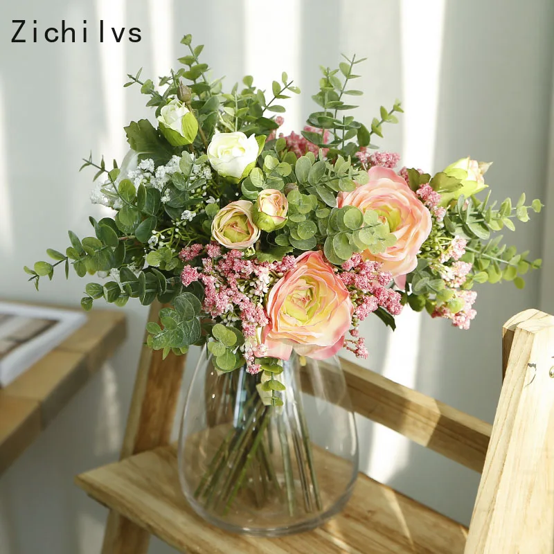 

Zichilvs Branches Vivid Peony Flower Silk Flower Autumn Artificial Flowers Wedding Home Party Decoration Bride Holding Flowers