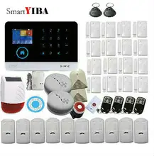 SmartYIBA GSM WIFI Home Security Sistema de Alarme RFID Keyfob Sem Fio Energia Solar Sirene de Incêndio Detector de Fumaça Sensor de Gás