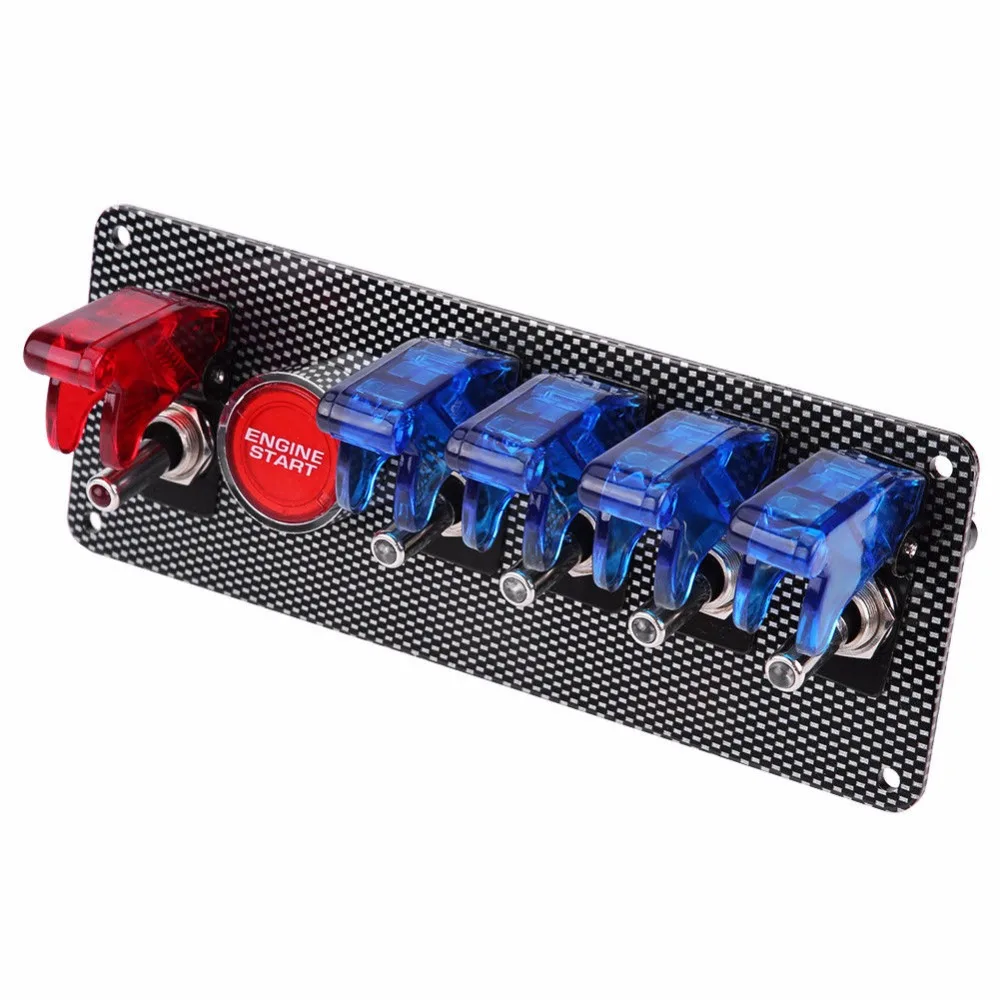 Racing Car LED Toggle Ignition Switch Panel Engine Start Push Button 12V11