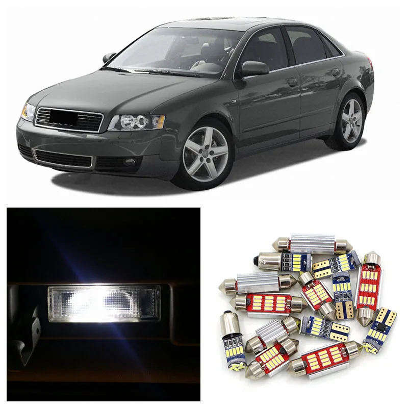 

12pcs White Canbus Car Super Bright LED Light Bulbs Interior Package Kit For 2001-2004 Audi A4 B6 8E Map Dome Trunk Lamp