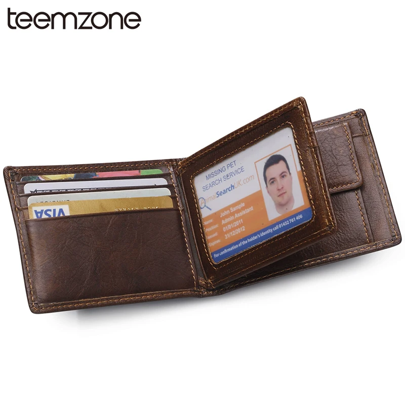 teemzone RFID Blocking Men Genuine Leather Trifold Horizontal Wallet Credit Card Holder Cash ...