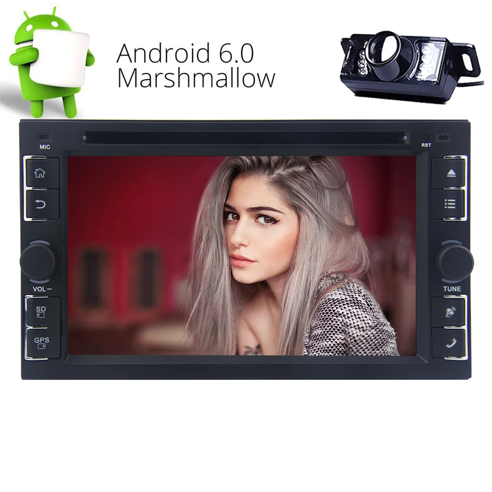 Двойной 2 DIN стерео Android 6.0 GPS мультимедийный плеер 6.2 &quotСенсорный экран FM/AM/rds