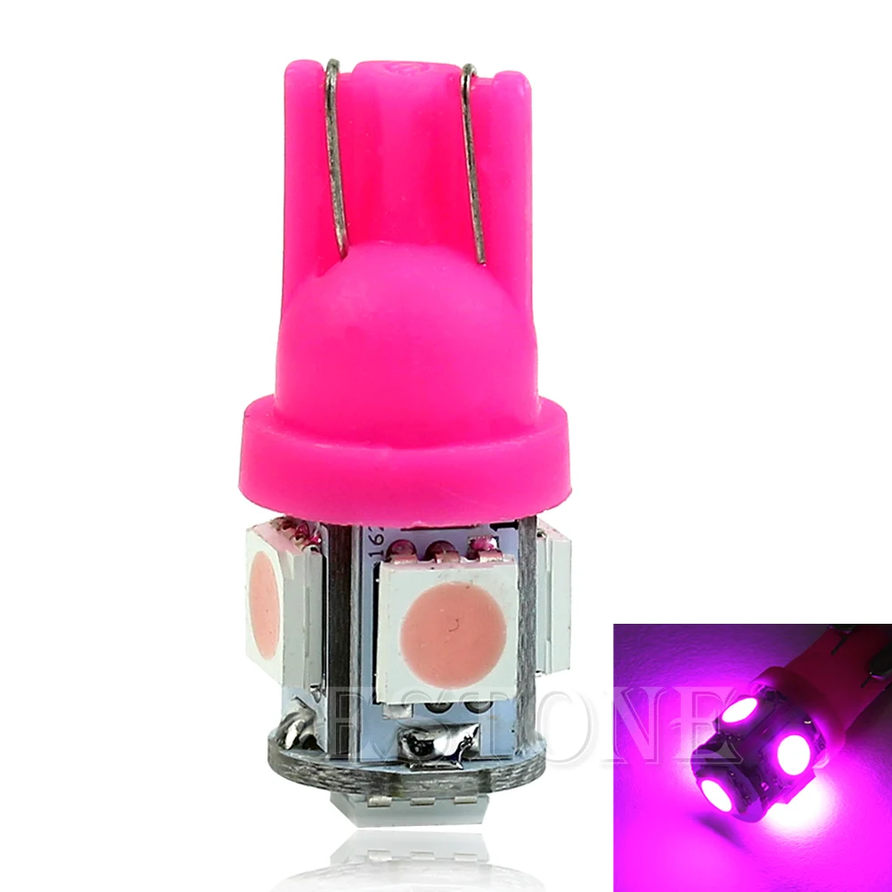 Розовая Автомобильная ксеноновая лампа T10 5050 SMD 5 светодиодный 194 168 W5W|Сигнальная