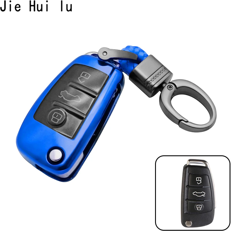 

Car Styling Soft TPU+PC Auto Key Protection Cover Case For Audi C6 A7 A8 R8 A1 A3 A4 A5 Q7 A6 C5 Car Holder Shell Chain