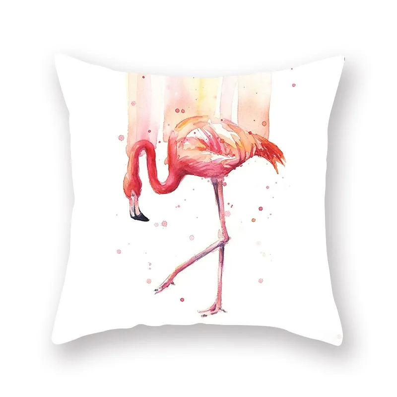 Nordic свежий чехлы розовый Фламинго акварель Подушка Чехол для дивана кровати Гостиная декоративные настенные наклейки Home Decor мягкие чехлы с размером 45*45 - Цвет: Flamingo-4