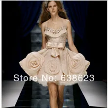 DAQ781 Knielangen Spaghetti Strap Blumen Cocktail Kleid Mit Blumen