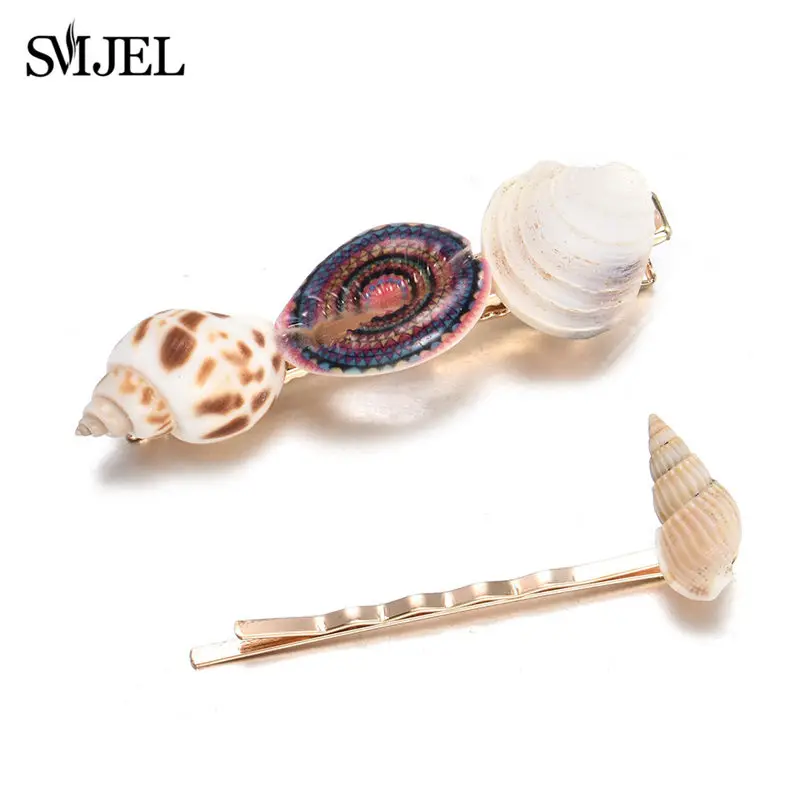 

SMJEL New Fashion Women Shell Hair Clip Wedding Jewelry Conch Shell Abalone Floral Coquillage Clips Grips Ponytail Hairpins Gift