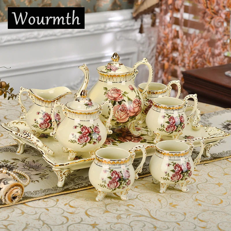 Wourmth Moda jogo de chá porcelana 8 pcs jogo de café