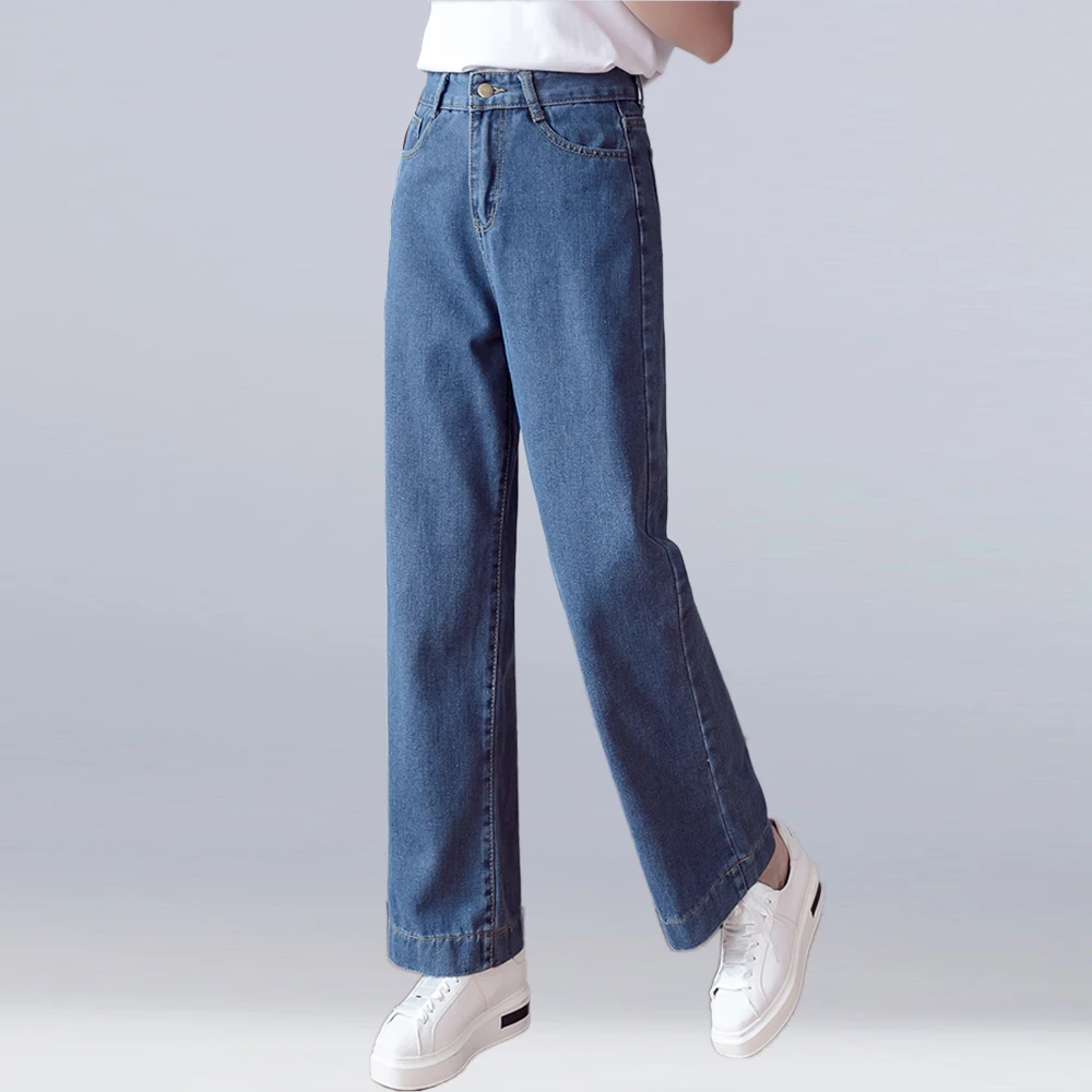 

new 2019 plus size women jeans loose wide leg denim pants high waist jeans comfortable elegant casual jeans