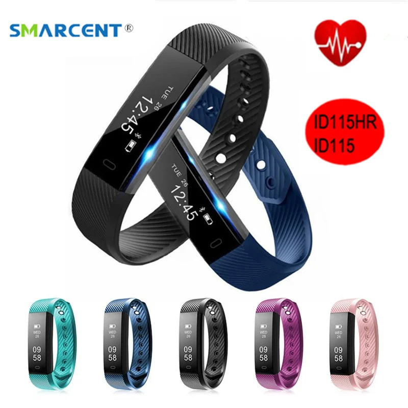 SMARCENT ID115HR Plus Heart Rate Monitor Bluetooth Smart Band ID115 Fitness Tracker Pedometer Smartband IP67 Waterproof