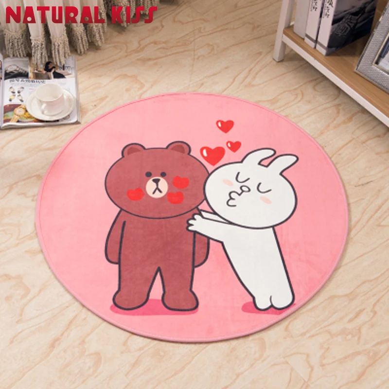 

Bear and Rabbit Diameter 60CM Round Bath Carpets Rug for Living Room Kids Cute Bedroom Non-slip chair floor Mats for Kid Doormat