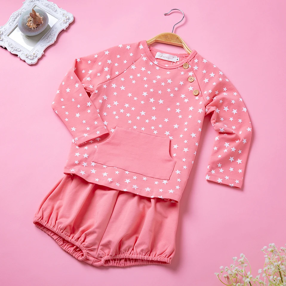 Pettigirl/весенне осенний комплект одежды из 2 предметов для маленьких девочек топы в