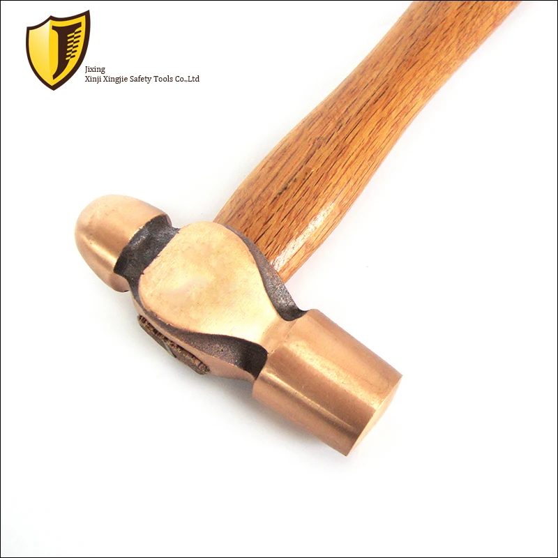 0.11kg,0.22kg/0.5p, Explosion-proof Ball-peen Hammer with wooden handle,Red Copper Round Hammer,Safety Tools