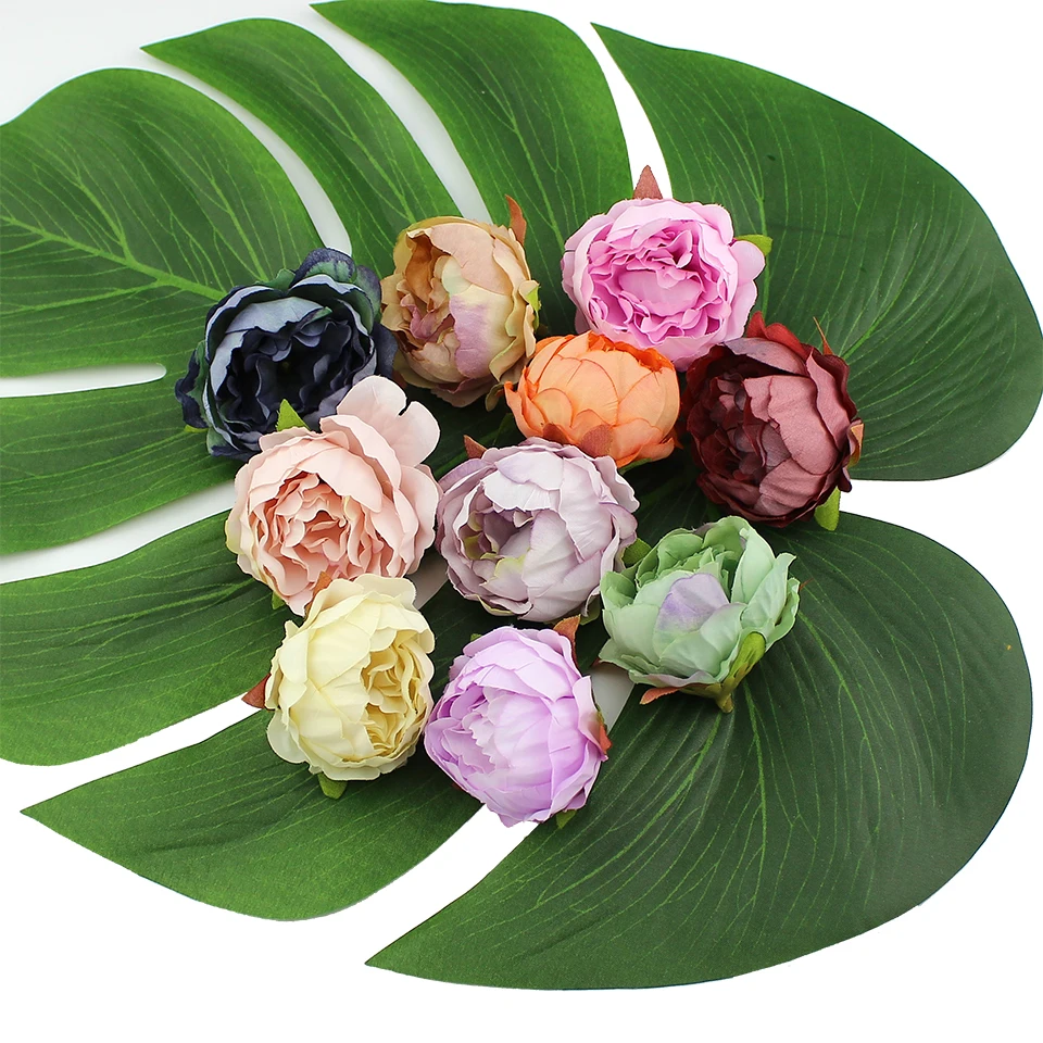 HUADODO 10 pieces 5cm Peony flower head silk Artificial Flowers For Wedding Decoration DIY Decorative Wreath Fake Flowers HUADODO 10 pieces 5cm Peony flower head silk Artificial Flowers For Wedding Decoration DIY Decorative Wreath Fake Flowers