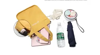 

Women Simple Big Capacity Canvas Yellow Bag Vintage Zipper Flap Bag Ladies Shoulder Messenger Crossbody Bags Bolsos tote