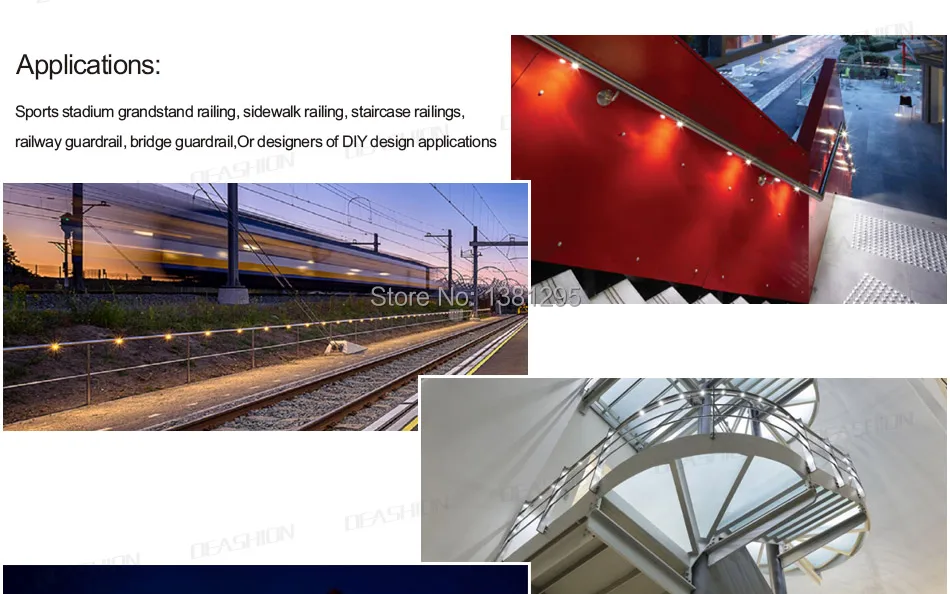 Cabo de Aço Corrimão da Escada Ip65 à Prova Inoxidável Corrimão Trilhos Luzes 1 w Dwaterproof Água Interior Exterior Luz Recesso Ponto Kit Led 7 à prova dwaterproof água interior exterior luz