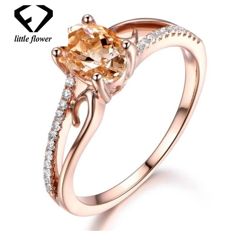 

14K Rose Gold Oval Diamond Jewelry Anillos De Gemstone Anel Bizuteria Gold and Diamond Wedding Rings Wedding Engagement Women