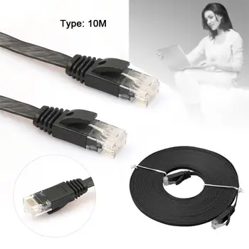 

10M High Quality High Speed Cat6 Ethernet Noolde Flat Cable Ultra Thin Design RJ45 Computer LAN Internet Network Cord Black