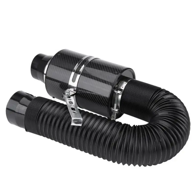 

Car Cold Air Filter Induction Kit Induction Ram Filter Box Cold Air Intake System W/ Intake Hose 76mm 3" Universal Carbon Fiber
