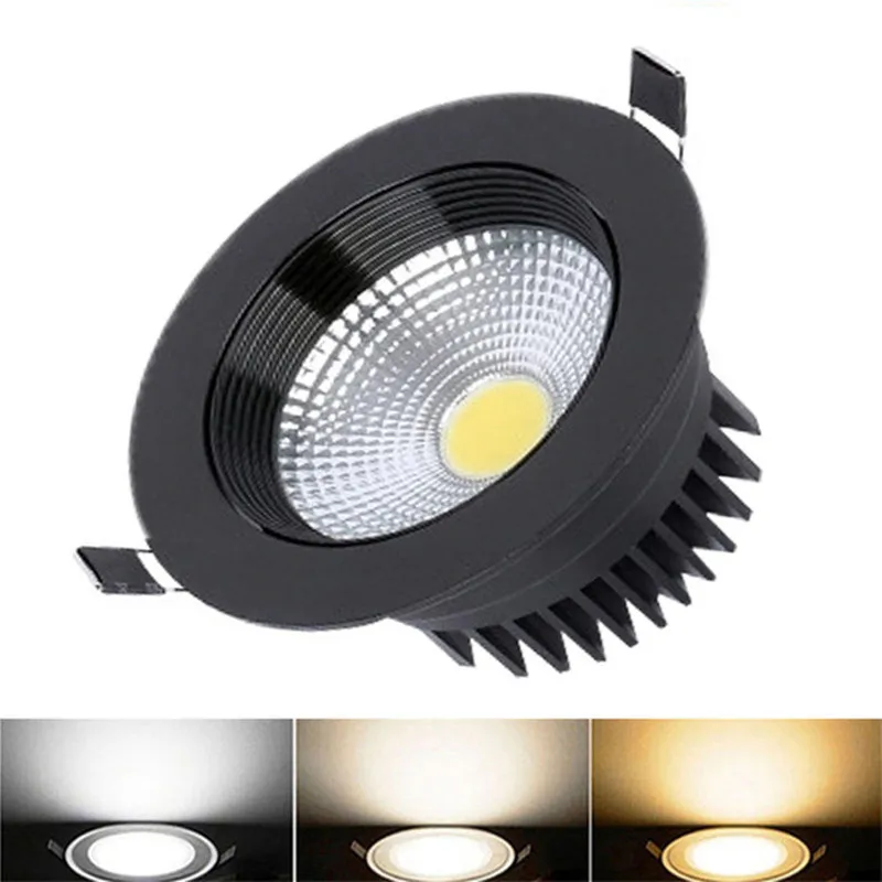 

Black Dimmable Led downlight COB Ceiling 3W 5W 7W 15W 85-265V recessed Lights Indoor Lighting LED Cabinet Light