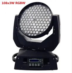 108x3 W RGBW с переменной фокусировкой Led moving головной свет DMX512 Led перемещение головы мыть свет с эффектом луча led Wash moving головной свет