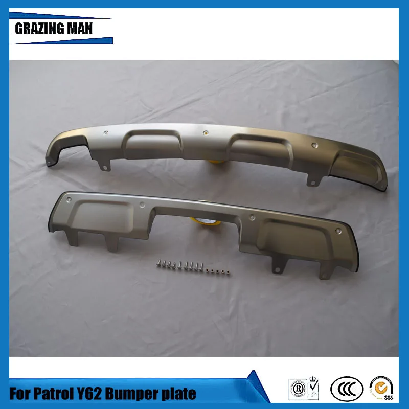 

Stainless steel Front+Rear Bumper Skid Protector Guard Plate For Patrol Y62 high deploy