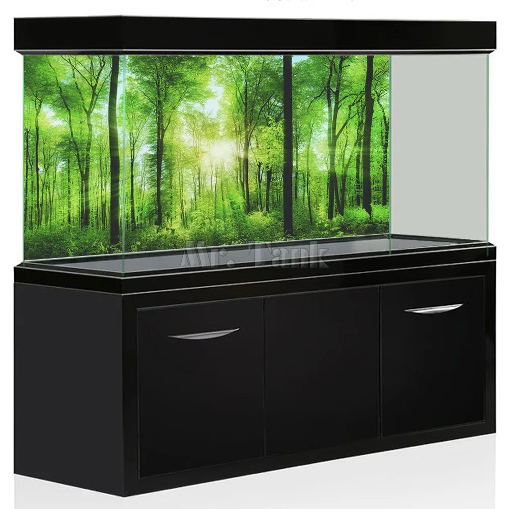 

Mr.Tank Aquarium Background Poster Green Forest PVC Self Adhesive Reptile Fish Tank Landscape Picture Backdrop Decorations