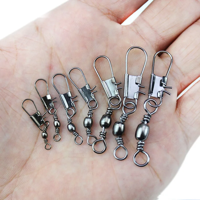 WALK FISH 50PCS/Lot Fishing Connector Pin Bearing Rolling Swivel Stainless Steel with Snap Fishhook Lure Tackle Accessorie WALK FISH 50PCS/Lot Fishing Connector Pin Bearing Rolling Swivel Stainless Steel with Snap Fishhook Lure Tackle Accessorie