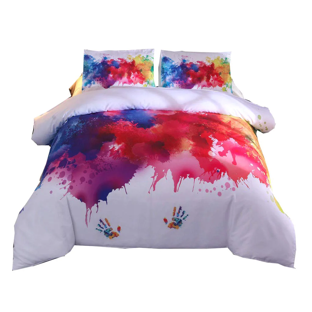 

GVCD Duvet Cover Watercolor Splash Ink Bedding Set Twin Full Queen King Size 3Pcs Bedclothes