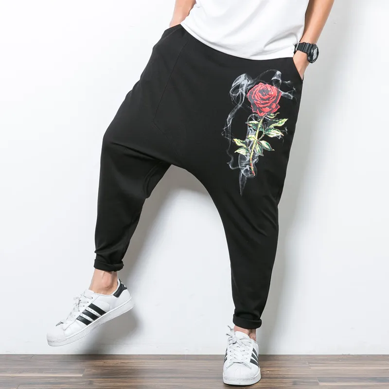 Летние мужские штаны в китайском стиле, мужские свободные штаны с цветочным принтом, повседневные Тонкие штаны для мальчиков
