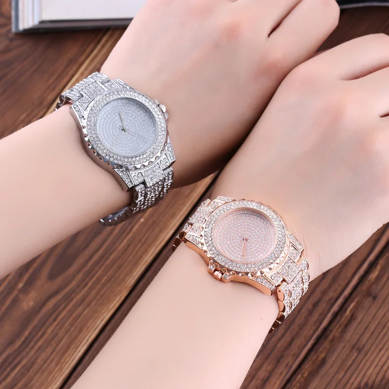Elegant Crystal-Embellished Stainless Steel Women's Quartz Watch