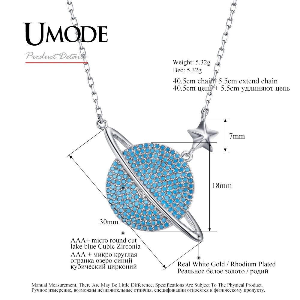 UMODE Unqiue круглый кристалл планета подвеска ожерелья для женщин друзей белого золота цвет Сатурн цепь Pendentifs Bijoux UN0244