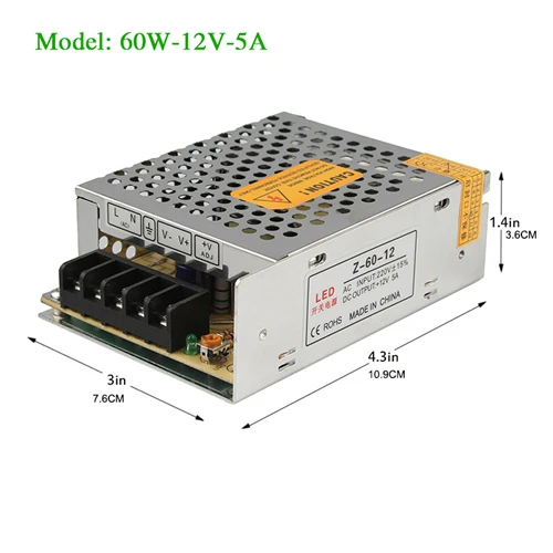 Источник питания DC 12 В 2A 3A 5A 8A 13A 17A 20A 33A трансформатор освещения AC 110 В 220 В светодиодный драйвер переключатель адаптер питания для светодиодной ленты - Цвет: 5A 60W