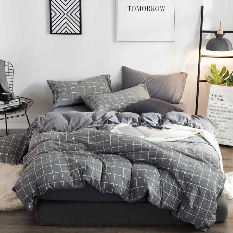 

Ms.O Home Textile Plaid Duvet Cover Cotton Stripe Triangle Geometric Printed Designer Bedding Set Handmade Bedroom Bed Linen