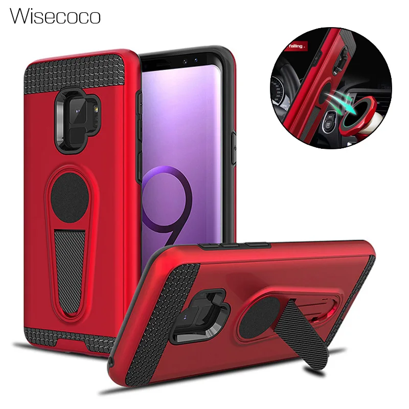 

Case For Samsung Galaxy S10 S8 S9 Plus Note 8 9 S7 Edge A8 Plus J2 Pro 2018 J5 J7 Prime Hard PC Bracket Cover Car Stand Carcasa