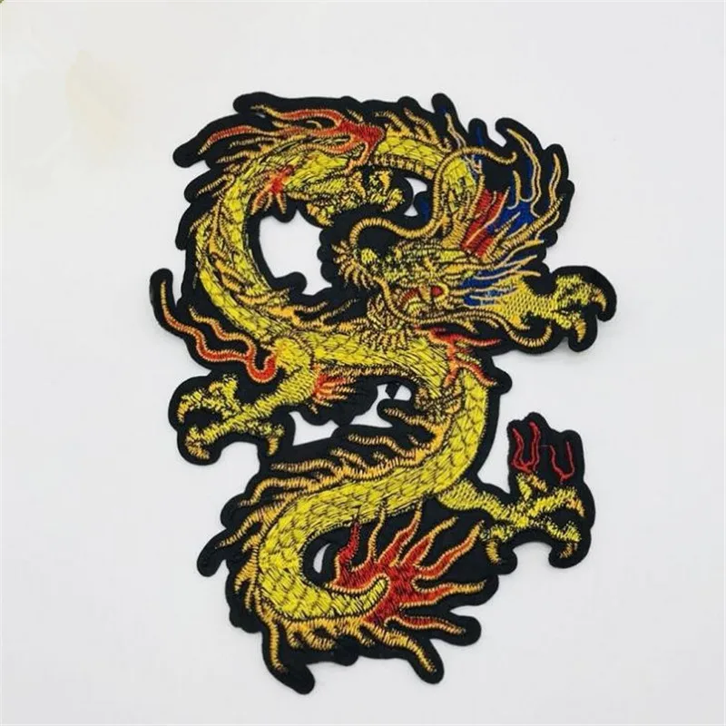 

Clothing diy embroidery chinese patch deal with it 23cm dragon biker patches for clothes flower stickers fabric free shipping
