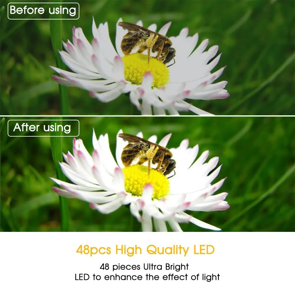 SPASH 48 шт. светодиоды RF 550D макро светодиодная Кольцевая вспышка Внешняя для Nikon Canon